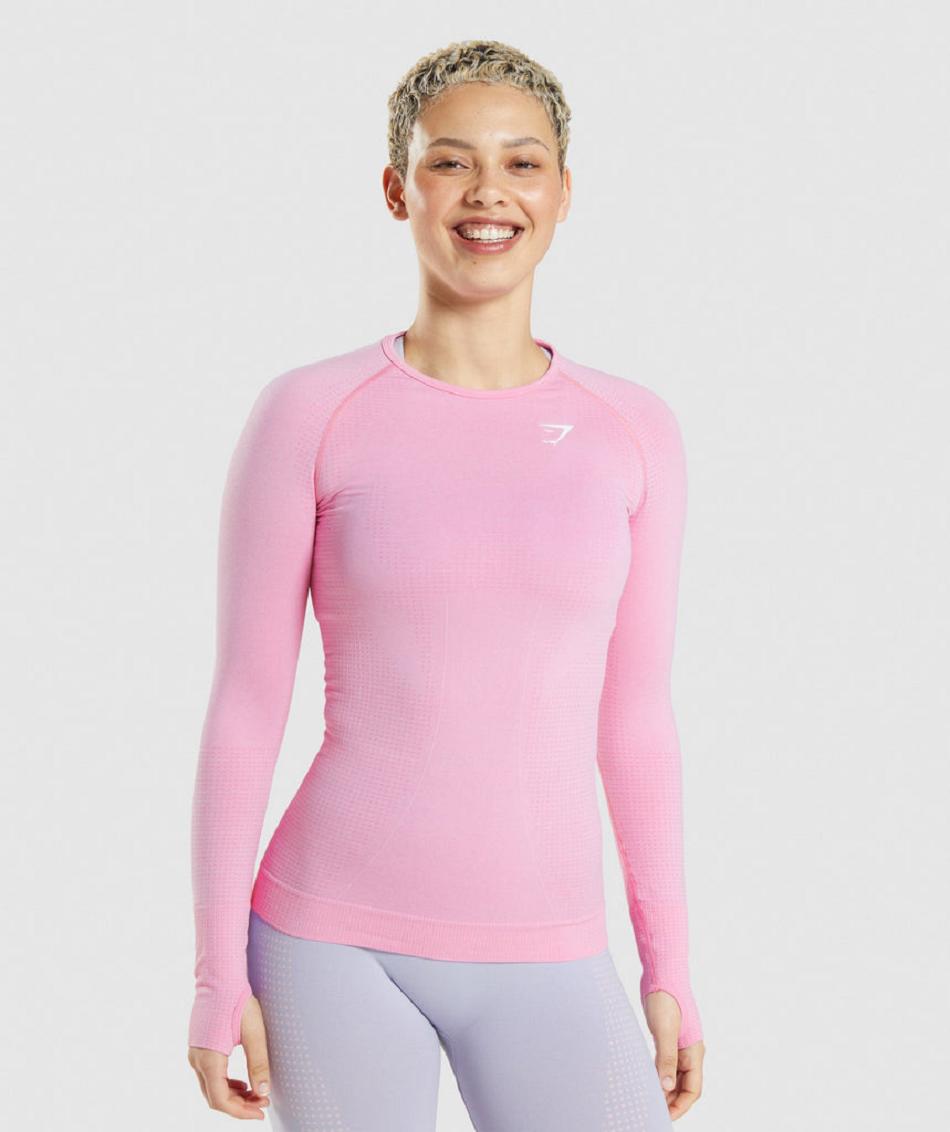 Long Sleeve Gymshark Vital Seamless 2.0 Mujer Rosas | CO 2283EBC